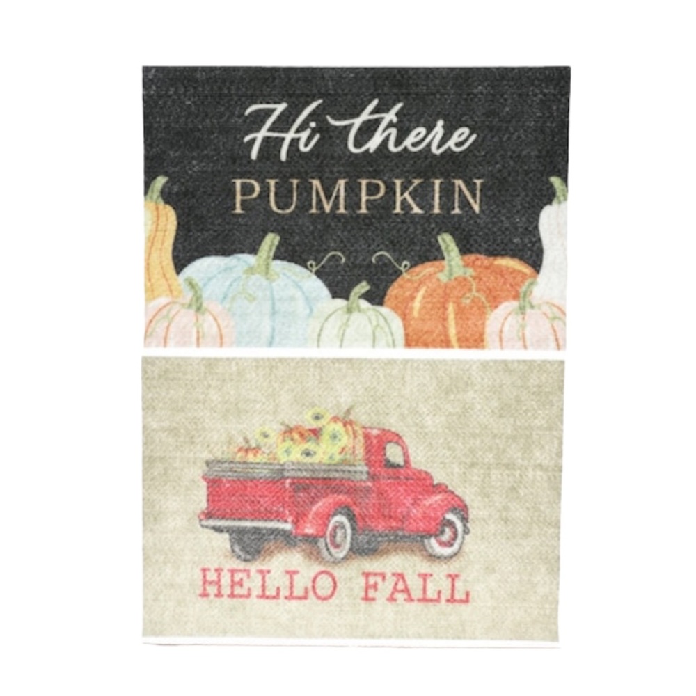 Fall Harvest Themed Set of 2 Decorative Accent Floor Mats NWT